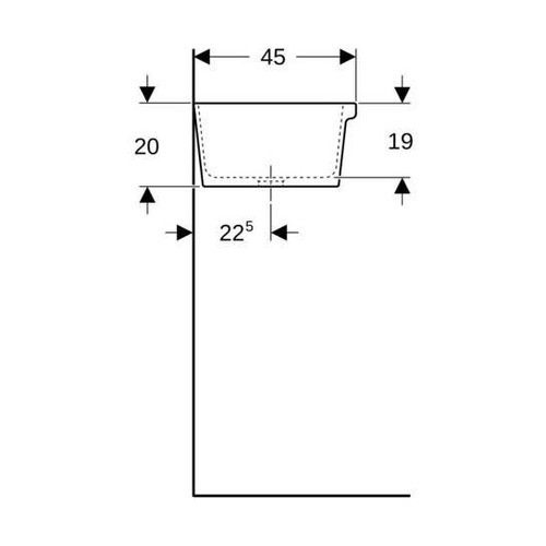 Immagine di Geberit PUBLICA ELLEBORO lavabo a canale L.90 cm, senza foro rubinetteria e senza troppopieno, colore bianco finitura lucido 500.899.00.1