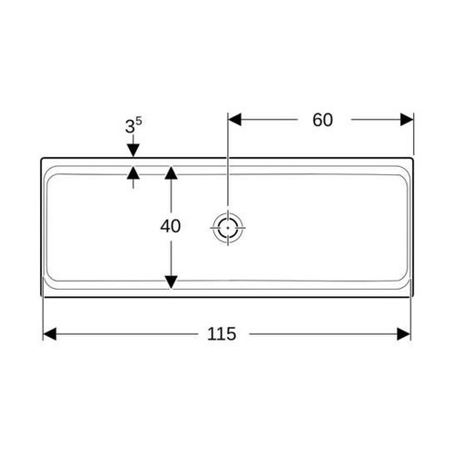 Immagine di Geberit PUBLICA ELLEBORO lavabo a canale L.120 cm, senza foro rubinetteria e senza troppopieno, colore bianco finitura lucido 500.898.00.1
