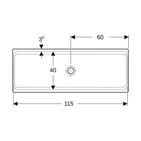 Immagine di Geberit PUBLICA ELLEBORO lavabo a canale L.120 cm, senza foro rubinetteria e senza troppopieno, colore bianco finitura lucido 500.898.00.1