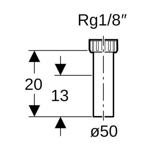 Immagine di Geberit Raccordo diritto con dado di raccordo ø 50mm RG 60x1/8" H 20cm 152.162.16.1