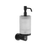 Immagine di Gessi EMPORIO ACCESSORI porta dispenser a parete, con bicchiere in vetro satinato, colore nero finitura opaco 38815#299