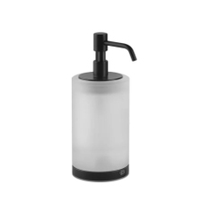 Immagine di Gessi EMPORIO ACCESSORI porta dispenser d'appoggio, con bicchiere in vetro satinato, colore nero finitura opaco 38839#299