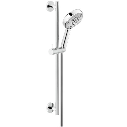 Immagine di Nobili Asta murale con presa acqua, supporto doccetta scorrevole e orientabile, doccetta 4 getti e flessibile 150 cm, finitura cromo AD140/54CR