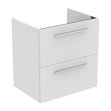 Immagine di Ideal Standard I.LIFE A mobile sottolavabo sospeso L.60 H.63 P.44 cm, con 2 cassetti esterni, interno colore antracite, esterno colore bianco finitura opaco T5255DU