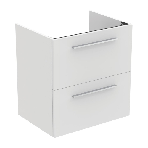 Immagine di Ideal Standard I.LIFE A set con mobile sottolavabo L.60 cm, 2 cassetti, colo bianco finitura opaco e lavabo L.60 cm con foro rubinetteria e troppopieno, colore bianco finitura lucido T5255DU+T461901