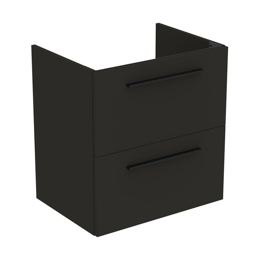 Immagine di Ideal Standard I.LIFE A mobile sottolavabo sospeso L.60 H.63 P.44 cm, con 2 cassetti esterni, interno colore antracite, esterno colore grigio carbonio finitura opaco T5255NV