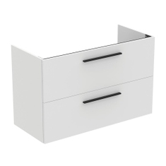 Immagine di Ideal Standard I.LIFE A mobile sottolavabo sospeso L.100 H.63 P.44 cm, con 2 cassetti esterni, interno colore antracite, esterno colore bianco finitura opaco T5257DU