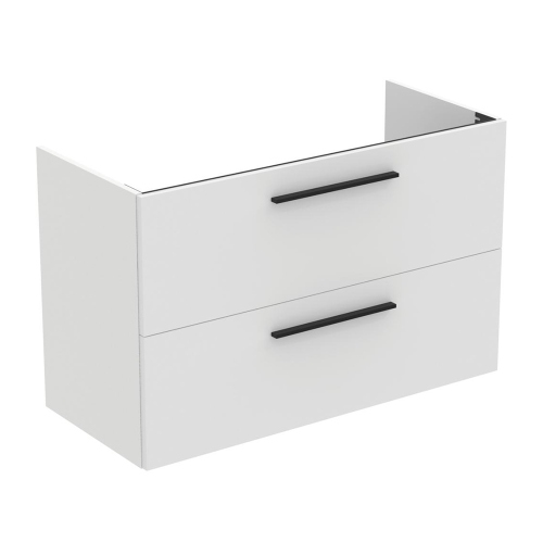 Immagine di Ideal Standard I.LIFE A set con mobile sottolavabo L.100 cm, 2 cassetti, colo bianco finitura opaco e lavabo L.84 cm con foro rubinetteria e troppopieno, colore bianco finitura opaco T5257DU+T462101
