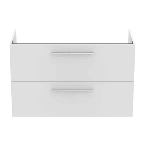 Immagine di Ideal Standard I.LIFE A set con mobile sottolavabo L.100 cm, 2 cassetti, colo bianco finitura opaco e lavabo L.84 cm con foro rubinetteria e troppopieno, colore bianco finitura opaco T5257DU+T462101
