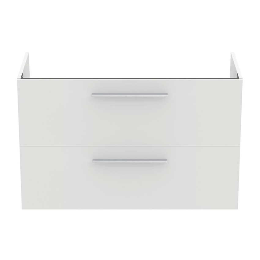 Immagine di Ideal Standard I.LIFE A set con mobile sottolavabo L.100 cm, 2 cassetti, colo bianco finitura opaco e lavabo L.84 cm con foro rubinetteria e troppopieno, colore bianco finitura opaco T5257DU+T462101