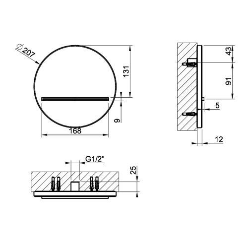 Immagine di Gessi WELLNESS bocca a cascata a parete per doccia, da completare con comando remoto, finitura cromo 65295#031