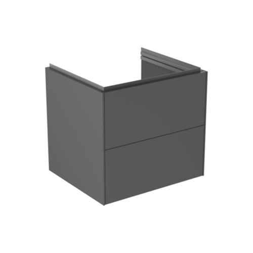 Immagine di Ideal Standard CONCA set con lavabo top L.81 P.51 cm, colore bianco, miscelatore monocomando con scarico piletta, finitura cromo, mobile sottolavabo L.80 cm, colore antracite finitura opaco, specchio quadrato 80 cm CONCA04