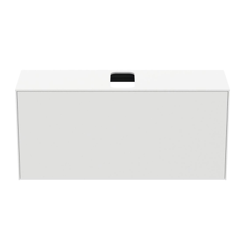 Immagine di Ideal Standard CONCA mobile sottolavabo sospeso L.120 H.55 P.37.2 cm, con 1 cassetto interno e 1 esterno, interno colore antracite, esterno colore bianco finitura opaco T3937Y1