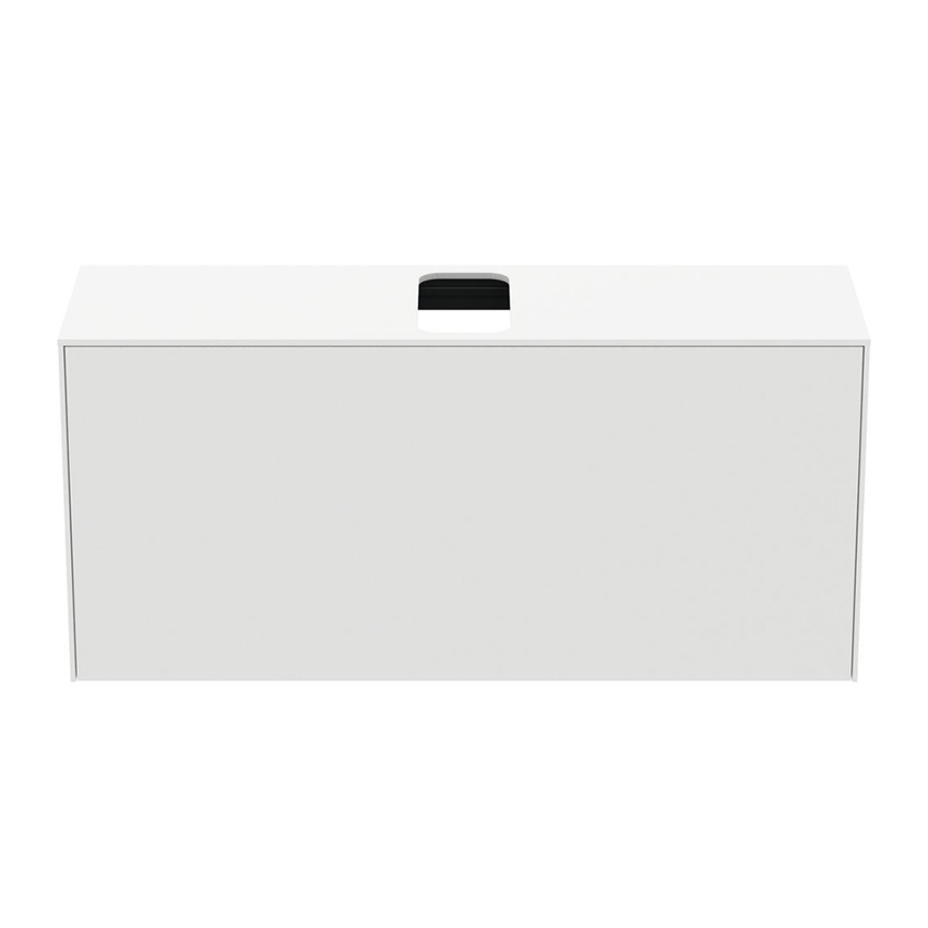 Immagine di Ideal Standard CONCA mobile sottolavabo sospeso L.120 H.55 P.37.2 cm, con 1 cassetto interno e 1 esterno, interno colore antracite, esterno colore bianco finitura opaco T3937Y1