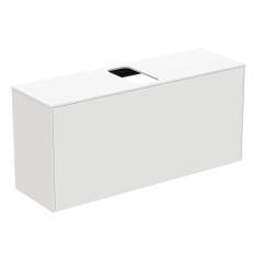 Immagine di Ideal Standard CONCA mobile sottolavabo sospeso L.120 H.55 P.37.2 cm, con 1 cassetto interno e 1 esterno, interno colore antracite, esterno colore bianco finitura opaco T3937Y1