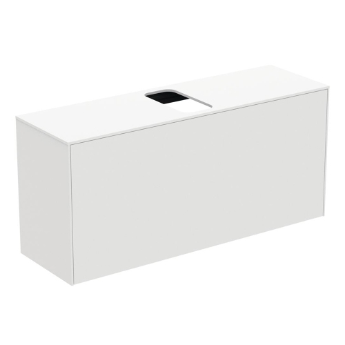 Immagine di Ideal Standard CONCA mobile sottolavabo sospeso L.120 H.55 P.37.2 cm, con 1 cassetto interno e 1 esterno, interno colore antracite, esterno colore bianco finitura opaco T3937Y1