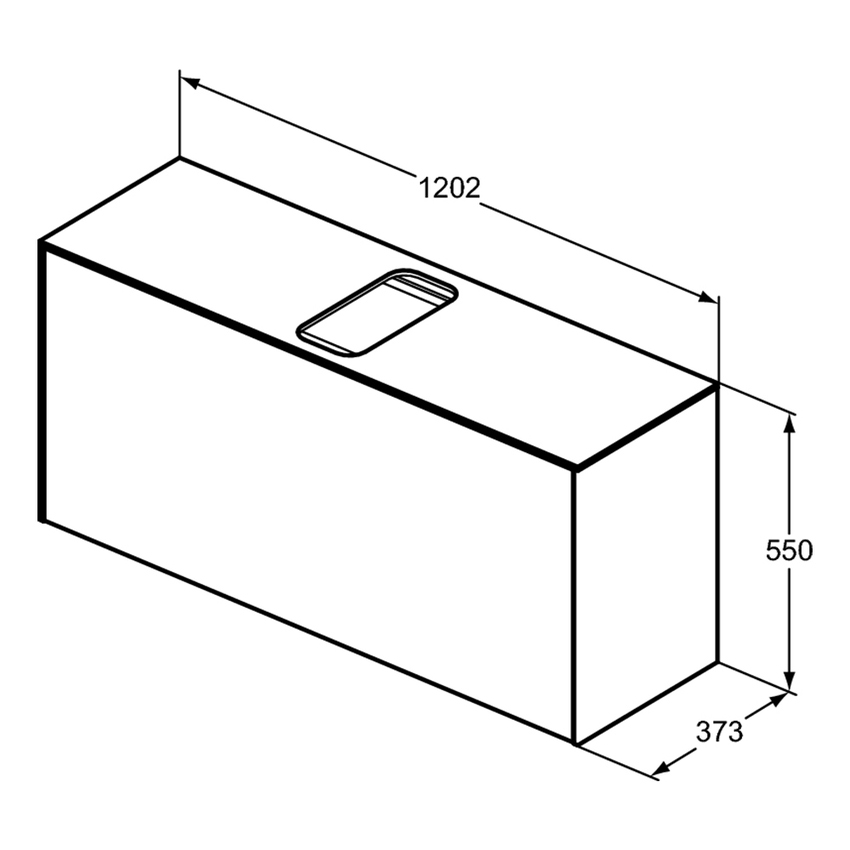 Immagine di Ideal Standard CONCA mobile sottolavabo sospeso L.120 H.55 P.37.2 cm, con 1 cassetto interno e 1 esterno, interno colore antracite, esterno colore bianco finitura opaco T3937Y1