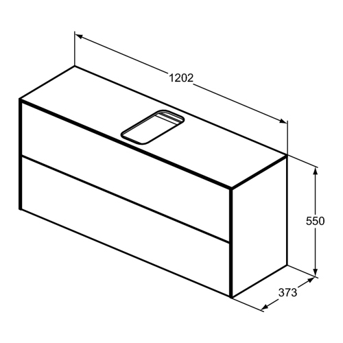 Immagine di Ideal Standard CONCA mobile sottolavabo sospeso L.120 H.55 P.37.3 cm, con 2 cassetti, interno colore antracite, esterno colore bianco finitura opaco T3949Y1