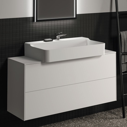 Immagine di Ideal Standard CONCA mobile sottolavabo sospeso L.120 H.55 P.37.3 cm, con 2 cassetti, interno colore antracite, esterno colore bianco finitura opaco T3949Y1