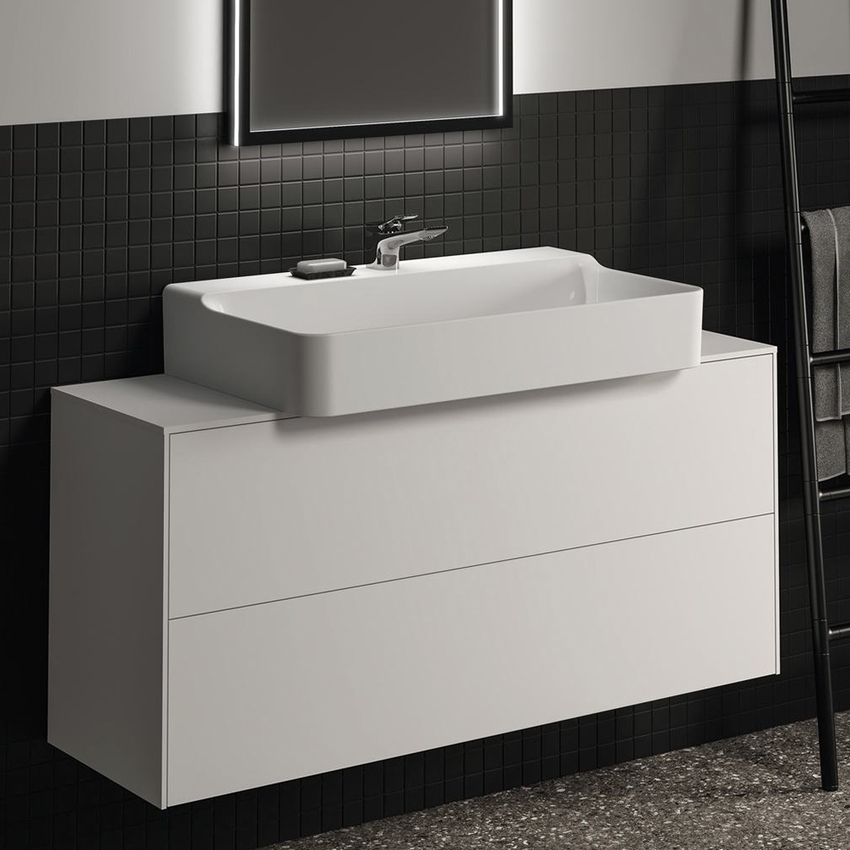 Immagine di Ideal Standard CONCA mobile sottolavabo sospeso L.120 H.55 P.37.3 cm, con 2 cassetti, interno colore antracite, esterno colore bianco finitura opaco T3949Y1