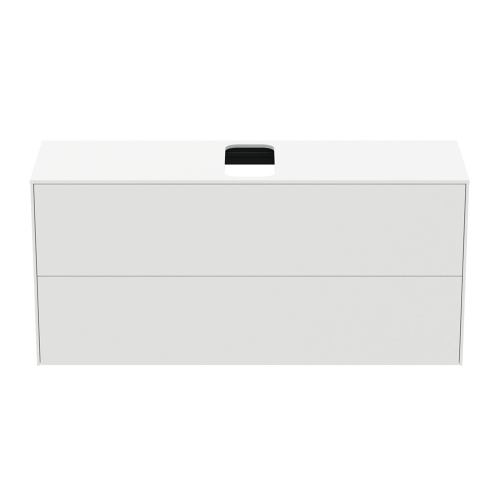 Immagine di Ideal Standard CONCA mobile sottolavabo sospeso L.120 H.55 P.37.3 cm, con 2 cassetti, interno colore antracite, esterno colore bianco finitura opaco T3949Y1