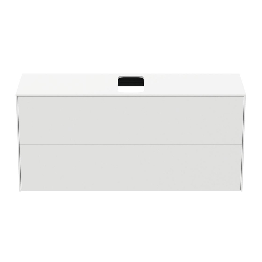 Immagine di Ideal Standard CONCA mobile sottolavabo sospeso L.120 H.55 P.37.3 cm, con 2 cassetti, interno colore antracite, esterno colore bianco finitura opaco T3949Y1