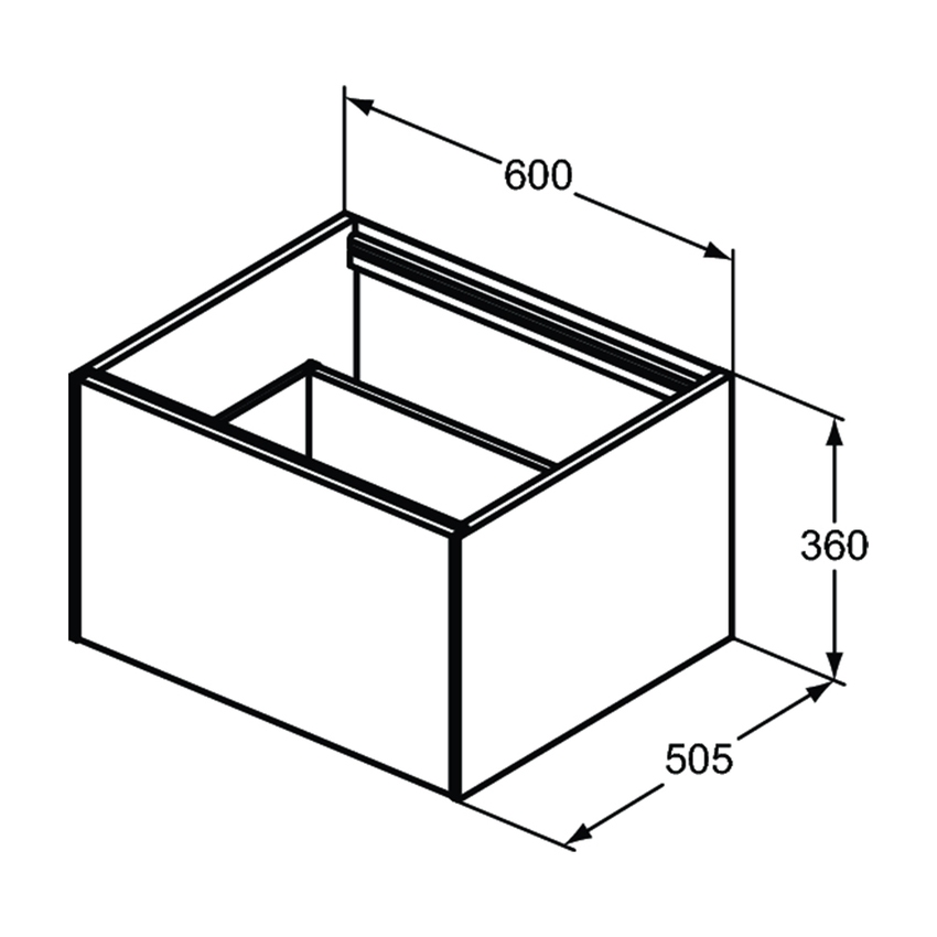 Immagine di Ideal Standard CONCA mobile sottolavabo sospeso L.60 H.36 P.50.5 cm, con 1 cassetto esterno, interno colore antracite, esterno colore bianco finitura opaco T3982Y1
