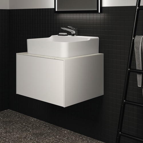 Immagine di Ideal Standard CONCA mobile sottolavabo sospeso L.60 H.36 P.50.5 cm, con 1 cassetto esterno, interno colore antracite, esterno colore bianco finitura opaco T3982Y1