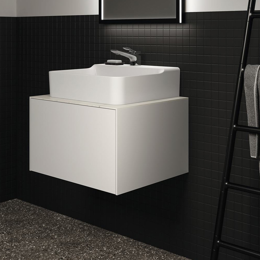 Immagine di Ideal Standard CONCA mobile sottolavabo sospeso L.60 H.36 P.50.5 cm, con 1 cassetto esterno, interno colore antracite, esterno colore bianco finitura opaco T3982Y1