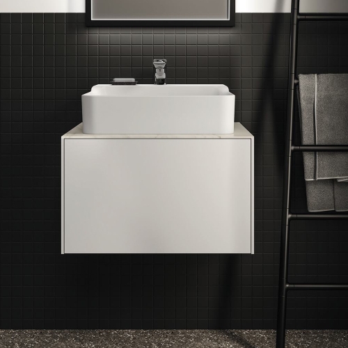 Immagine di Ideal Standard CONCA mobile sottolavabo sospeso L.60 H.36 P.50.5 cm, con 1 cassetto esterno, interno colore antracite, esterno colore bianco finitura opaco T3982Y1