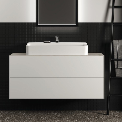 Immagine di Ideal Standard CONCA mobile sottolavabo sospeso L.120 H.55 P.50.5 cm, con 2 cassetti, interno colore antracite, esterno colore bianco finitura opaco T3945Y1