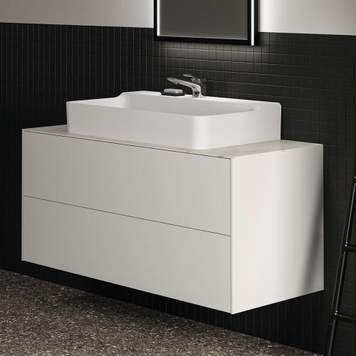 Immagine di Ideal Standard CONCA mobile sottolavabo sospeso L.120 H.55 P.50.5 cm, con 2 cassetti, interno colore antracite, esterno colore bianco finitura opaco T3945Y1