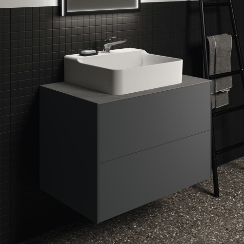 Immagine di Ideal Standard CONCA mobile sottolavabo sospeso L.80 H.55 P.50.5 cm, senza piano da appoggio, con 2 cassetti esterni, interno colore antracite, esterno colore antracite finitura opaco T4356Y2