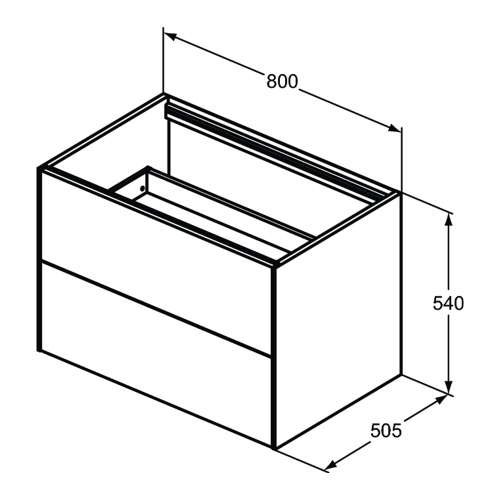 Immagine di Ideal Standard CONCA mobile sottolavabo sospeso L.80 H.55 P.50.5 cm, senza piano da appoggio, con 2 cassetti esterni, interno colore antracite, esterno colore bianco finitura opaco T4356Y1