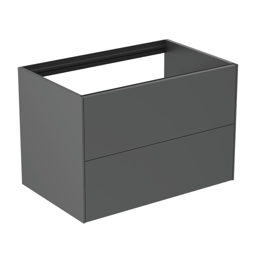 Immagine di Ideal Standard CONCA mobile sottolavabo sospeso L.80 H.55 P.50.5 cm, senza piano da appoggio, con 2 cassetti esterni, interno colore antracite, esterno colore antracite finitura opaco T4356Y2