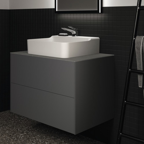 Immagine di Ideal Standard CONCA mobile sottolavabo sospeso L.80 H.55 P.50.5 cm, senza piano da appoggio, con 2 cassetti esterni, interno colore antracite, esterno colore antracite finitura opaco T4356Y2