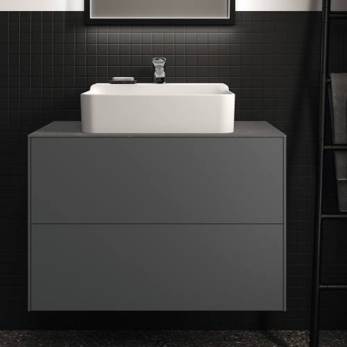 Immagine di Ideal Standard CONCA mobile sottolavabo sospeso L.80 H.55 P.50.5 cm, senza piano da appoggio, con 2 cassetti esterni, interno colore antracite, esterno colore antracite finitura opaco T4356Y2