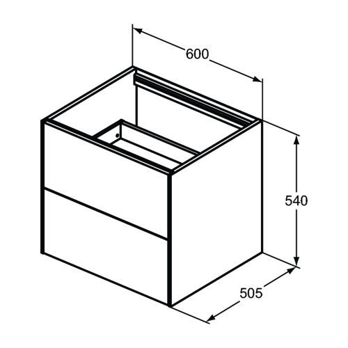 Immagine di Ideal Standard CONCA mobile sottolavabo sospeso L.60 H.54 P.50.5 cm, con 2 cassetti esterni, interno colore antracite, esterno colore bianco finitura opaco T4355Y1