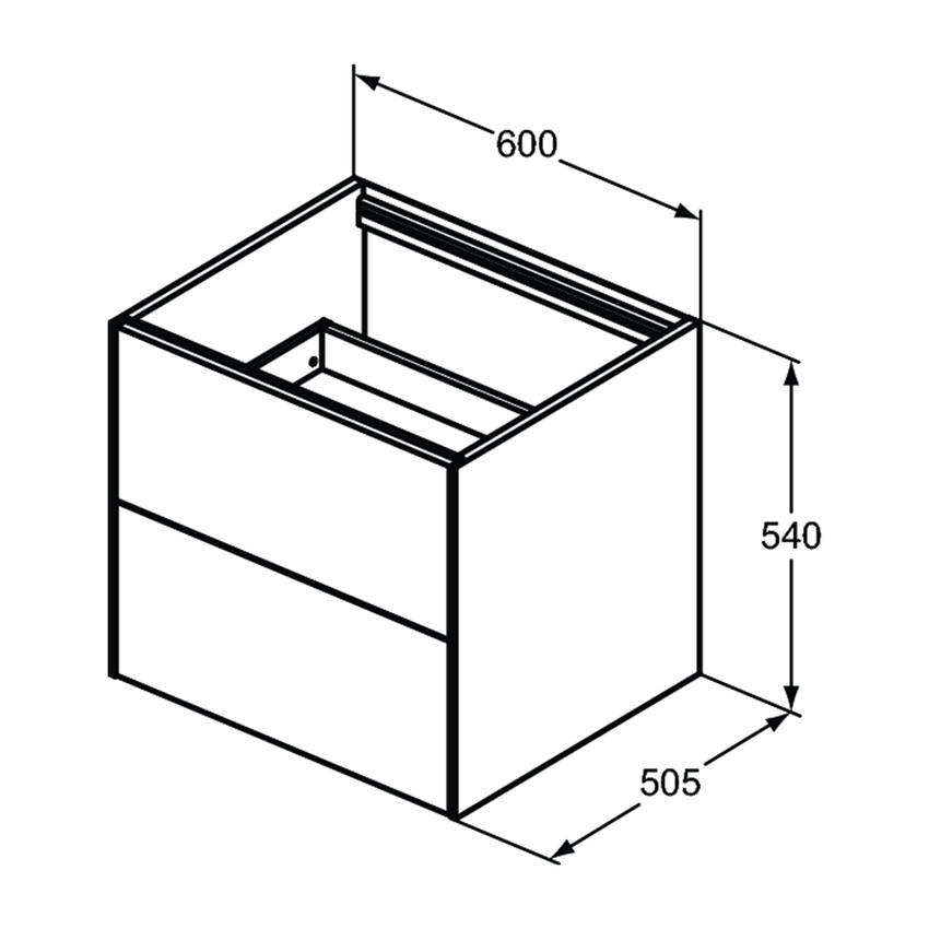 Immagine di Ideal Standard CONCA mobile sottolavabo sospeso L.60 H.54 P.50.5 cm, con 2 cassetti esterni, interno colore antracite, esterno colore bianco finitura opaco T4355Y1