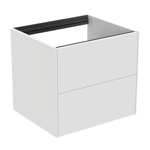 Immagine di Ideal Standard CONCA mobile sottolavabo sospeso L.60 H.54 P.50.5 cm, con 2 cassetti esterni, interno colore antracite, esterno colore bianco finitura opaco T4355Y1