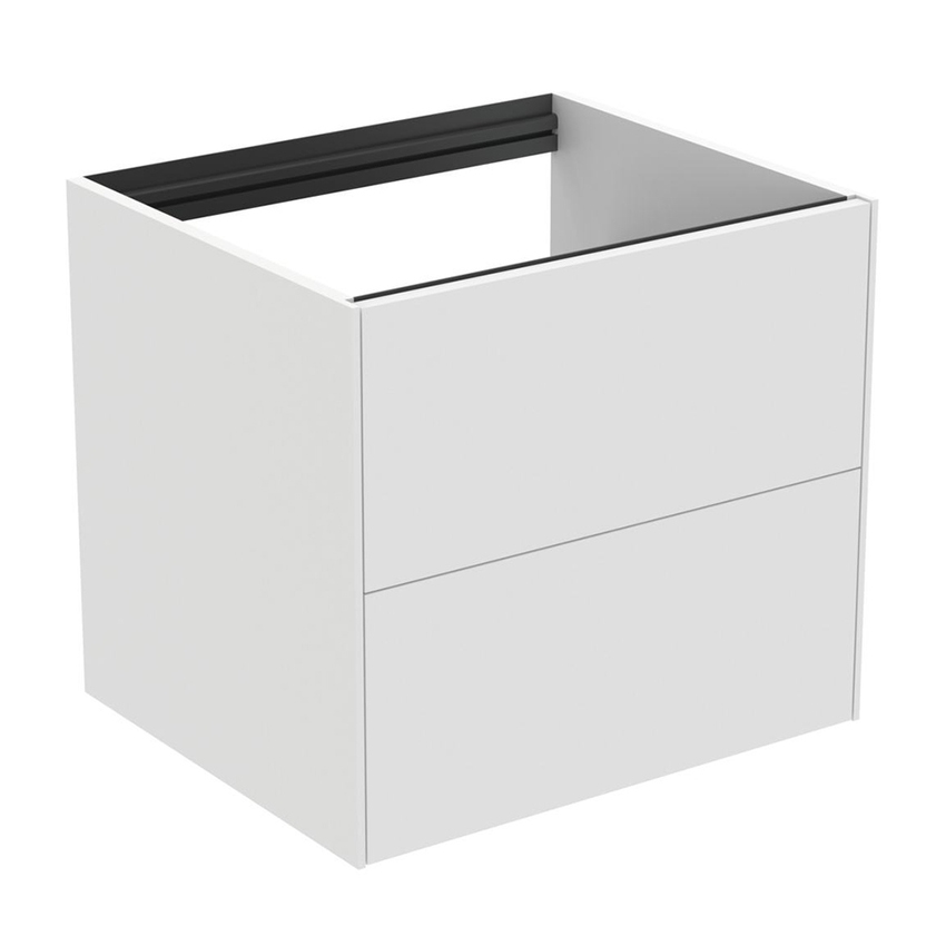 Immagine di Ideal Standard CONCA mobile sottolavabo sospeso L.60 H.54 P.50.5 cm, con 2 cassetti esterni, interno colore antracite, esterno colore bianco finitura opaco T4355Y1