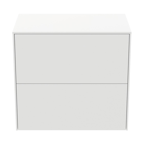 Immagine di Ideal Standard CONCA mobile sottolavabo sospeso L.60 H.55 P.37.3 cm, con 2 cassetti esterni, interno colore antracite, esterno colore bianco finitura opaco T4327Y1