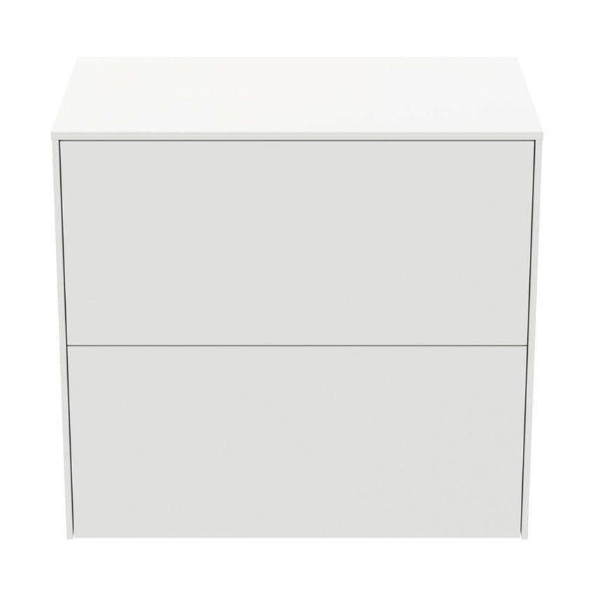 Immagine di Ideal Standard CONCA mobile sottolavabo sospeso L.60 H.55 P.37.3 cm, con 2 cassetti esterni, interno colore antracite, esterno colore bianco finitura opaco T4327Y1