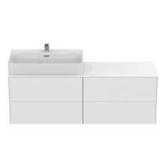 Immagine di Ideal Standard CONCA set con mobile sottolavabo L.160 cm, 4 cassetti, colo bianco finitura opaco e lavabo L.80 cm con foro rubinetteria e troppopieno, colore bianco finitura lucido T3989Y1+T382601