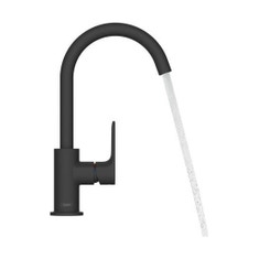 Immagine di Hansgrohe REBRIS S miscelatore monocomando H.30 cm, per lavabo, con scarico e bocca girevole, colore nero finitura opaco 72536670