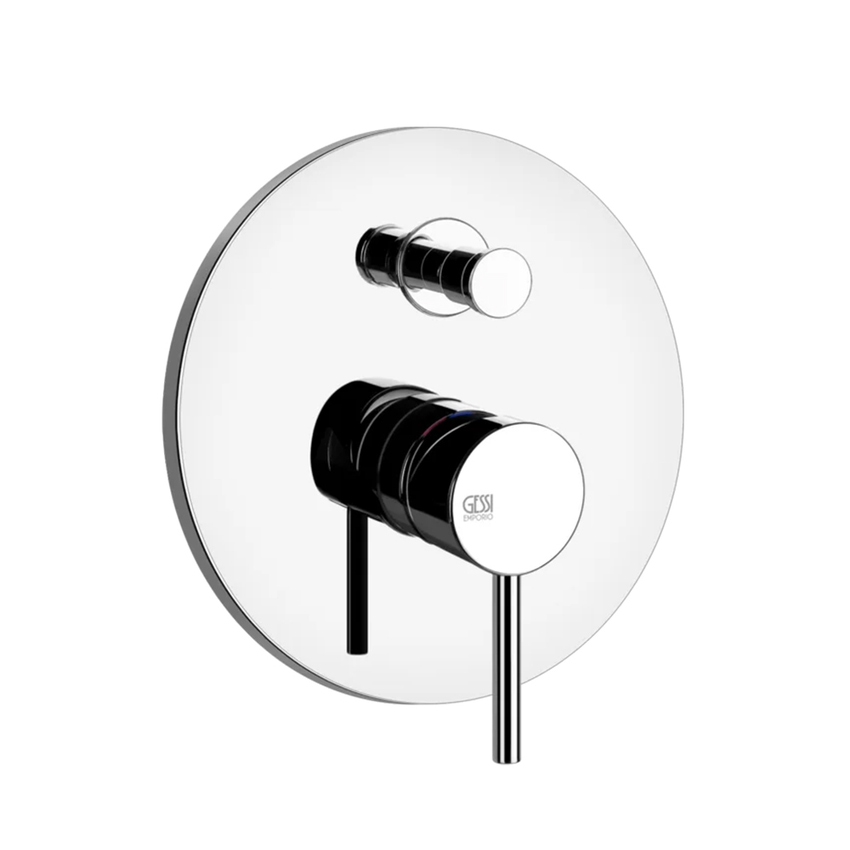 Immagine di Gessi VIA TORTONA miscelatore doccia a parete, 2 uscite, con deviatore automatico bagno/doccia, senza corpo incasso, finitura cromo 44667#031