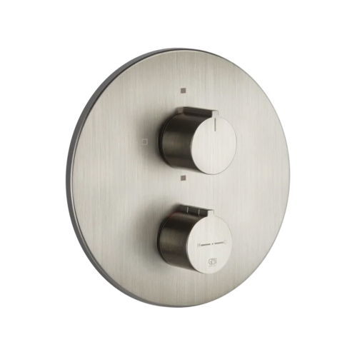 Immagine di Gessi VIA TORTONA miscelatore termostatico per doccia, a parete, 3 vie, senza corpo incasso, finitura finox brushed nickel 38778#149