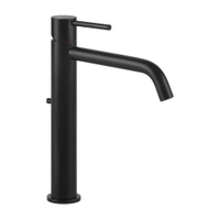 Immagine di Gessi VIA TORTONA miscelatore lavabo P.25 cm, con scarico e flessibili di collegamento, colore nero finitura opaco 18605#299