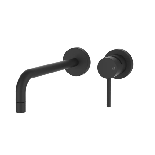 Immagine di Gessi VIA TORTONA miscelatore P.23 cm, a parete per lavabo, senza scarico e senza corpo incasso, colore nero finitura opaco 44825#299