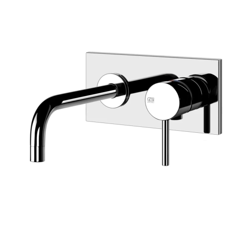 Immagine di Gessi VIA TORTONA miscelatore a parete P.22 cm, 2 uscite, con deviatore automatico bagno/doccia, finitura cromo 44827#031